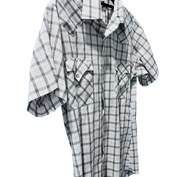 Tem Tex Vintage Pearl Snap Short Sleeve Plaid Western Shirt Size 15.5 Men's - Picture 4 of 6